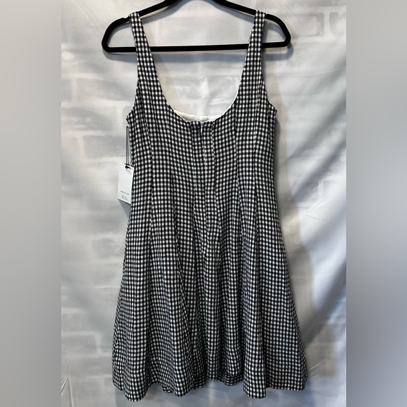 Bailey 44 Cottagecore Black & White Gingham A-Line Linen Midi Dress SZ 4 - Picture 3 of 7